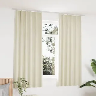 Verdunkelungsvorhänge Mit Haken 2 Stk. Samt Creme 140x175cm Vidaxl