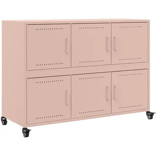 vidaXL Sideboard, Kommode mit Stauraum Rollen, Beistellschrank für Wohnzimmer Schlafzimmer Büro, Anrichte Schrank, Rosa Kaltgewalzter Stahl