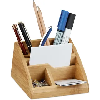 Relaxdays Schreibtisch Organizer Bambus Braun 1 St.
