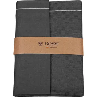 Ross 2er Pack Zwirn Halbleinen Geschirrtücher Karofond 50x70 cm anthrazit | grau