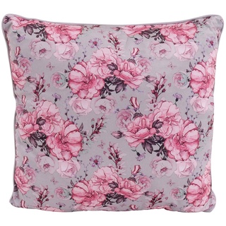 CB Home % Style Sitzkissen Stuhlkissen Blumen Landhaus Vintage Rosen rosa grau (Dekokissen45x45cmgrau)