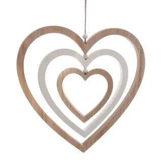 Spetebo Hängedekoration Deko Mobile aus Holz - Motiv: Herz / 36 cm (Stück, 1 St., Herzmobile), Dekofigur Herzen zum aufhängen beige