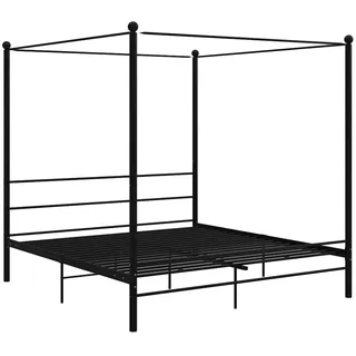 vidaXL Himmelbett Metallbett Bett Doppelbett Bettrahmen Bettgestell Lattenrost Schlafzimmermöbel Schlafzimmerbett Schwarz Metall 180x200cm