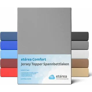 Jersey Topper Spannbettlaken, 180x200 - 200x200 cm Grau - Grau - Etérea