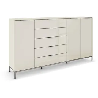 Rauch Kombikommode 200 x 111 x 42 cm Beige / Glas Beige (Champagner)
