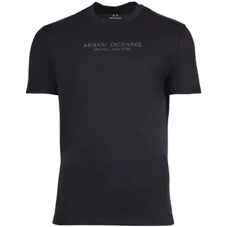 Armani Exchange AX ARMANI EXCHANGE Herren T-Shirt - Rundhals, Kurzarm, Logo, Baumwolle Dunkelblau L