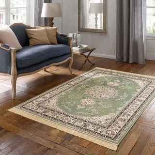 Taracarpet Teppich Palazzo Royal Ghoum grün 067x210 cm Kurzflor Orientteppich für Wohnzimmer Esszimmer und Schlafzimmer
