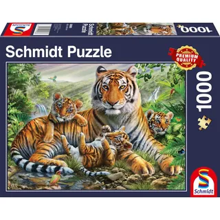 Schmidt Spiele Schmidt 58986 - Tiger und Welpen, 1000 Teile