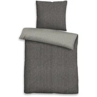biberna Tillmann Gestreift Baumwolle Schwarz 155 x 220 cm + 2 x 80 x 80 cm