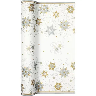 Tischläufer Rolle Stars and Swirls Silver – Sterne & Wirbel Silber / Airlaid / Tischband / Weihnachten 40cm x 4,90m