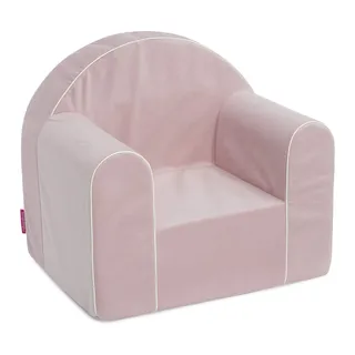 Badum - Kindersessel ab 1 Jahr - Kinder Sessel - Stabil, Bequem, aus Schaumstoff - mit Abnehmbarem Bezug aus Velours, Waschbar - Geschenk zum 1 Geburtstag für Mädchen, Junge - Pastell Rosa