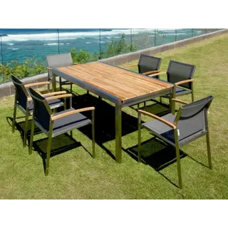 Zebra Gartenmöbel-Set Kubex 170-280x90cm und Setax Edelstahl Sessel midnight grey