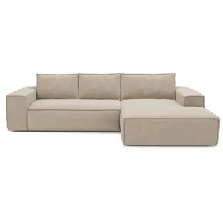 Sia Home Samt, Beige, Textil, 5-Sitzer, L-Form,Rechteckig, 302x165 cm, Wohnzimmer, Sofas & Couches, Wohnlandschaften, Ecksofas