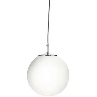 Searchlight LED Kugelleuchte, Leuchtmittel nicht inklusive, Decken Hänge Lampe Pendel Leuchte Satin Silber Opal Glas Kugel Weiß weiß
