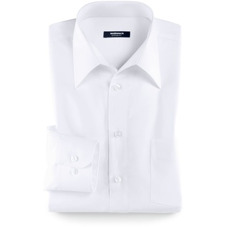 Walbusch Herren Hemd Bügelfrei Kragen ohne Knopf einfarbig Weiß 43 - Langarm