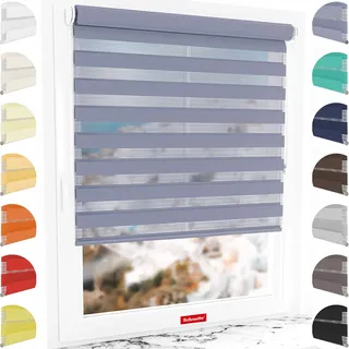 Schuette® Rollo ohne Bohren & mit Bohren 2in1 ● Tag & Nacht Doppelrollo Kollektion: Blooming Iris (Violett) ● 55 x 230 cm (Breite x Höhe) ● Suprafix Klemmrollo = Klemmfix 2.0 ● 60s Montage mit Video