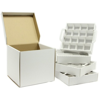 Weihnachtskugelsortierbox - viele Weihnachtskugeln in kleiner Box verstaut (weiß, 64 x 6 cm)