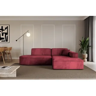 altdecor Ecksofa Samt 2-Sitzer Bordeauxrot