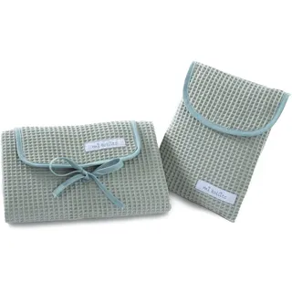 Mi bollito Set mit 2 wasserdichten Wickelunterlagen und Wickeltasche für Feuchttücher und Windeln, komplett in Spanien hergestellt (mintgrün)