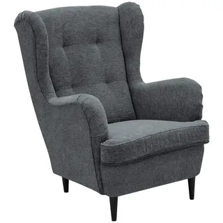 Carryhome Ohrensessel, Anthrazit, Schwarz, Holz, Buche, massiv, 78x102x98 cm, Stoffauswahl, Wohnzimmer, Sessel, Ohrensessel
