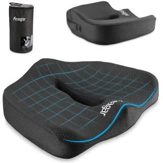 Feagar Sitzkissen, Orthopädisches Sitzkissen aus Memory Foam, Ergonomisches Sitzkissen für Bürostuhl Rollstuhl Autositz, Steißbeinkissen Stuhlkissen Sitzkissen Outdoor Zuhause, Schwarz