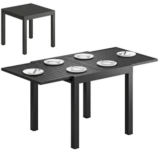 Outsunny Gartentisch Ausziehbar 80/160 x 75 cm Schwarz/Grau