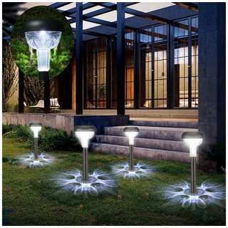 LETGOSPT LED Solarleuchte 6 Stück LED Solar-Gartenleuchten, Solarlampen für Außen Straßenlampe, LED fest integriert, IP65 Wasserdicht, für Hof, Landschaft, Rasen, Terrasse und Auffahrt