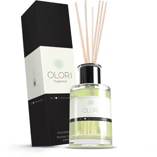 Raumduft Minze - Diffuser mit Duft-Stäbchen - Duftöl mit ätherischen Ölen neutralisiert Tabakgerüche - 100% Natürlich frischer Duft - Lufterfrischer für die Wohnung extra langanhaltend (Glas 200ml)