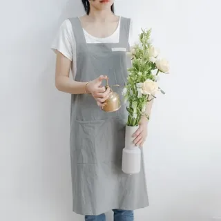 Einteilige Leinenschürze Schürze Mit Gekreuzten Trägern Und Taschen Kochschürze Für Gartenarbeit Kochen Backen Floristik Malerei Baristas