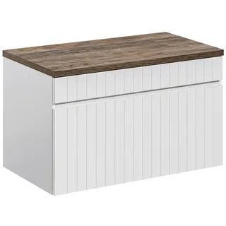 Lomadox Waschbeckenschrank IRAKLIO-56 weiß matt mit Vintage Eiche Nb. 80,4/48,5/46 cm weiß