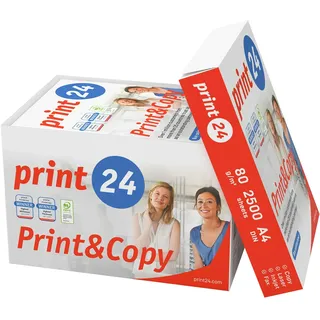 print24 Druckerpapier Kopierpapier 2500 Blatt 5 x 500 A4 80g Premium Hochweiß CIE 160 Testsieger PEFC Umweltzertifikat