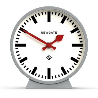 NEWGATE® M Kaminuhr Eisenbahn Leise Sweep - 'No Tick' - Eine moderne Kaminuhr - Kleine Uhr - Uhren für Wohnzimmer - Bürouhr - Schreibtischuhr - Kaminuhren - Bahnhofszifferblatt - (Grau)