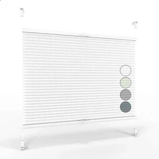 ALOHA Plissee ohne Bohren Klemmfix Faltrollo Plisseerollo Blickdicht Sonnenschutz Jalousie für Fenster & Tür (Weiß / 35x100cm / Breite x Höhe)