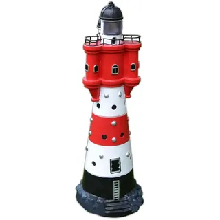 XL LED Solar Leuchtturm 50 cm | Garten Deko Leuchtfeuer Rot Weiß | Gartendeko Beleuchtung Mit Dämmerungssensor | Solarbeleuchtung Gartendekoration