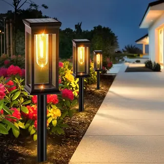 Solarlampen für Außen Garten, 8 Stück Solarleuchten für Außen, 3000K Solar Gartenleuchten für Außen,Wasserdichte Solarleuchten Garten, Auto Ein/Aus Solar für Den Garten Hof Rasen Gehweg Dekor