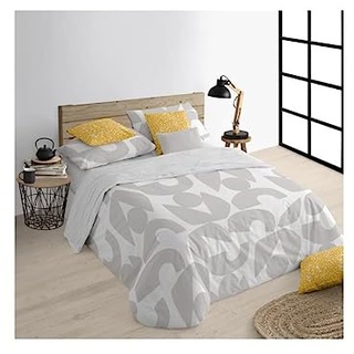 Belum | Bettbezug für Betten von 260 x 240 cm | Stoff 100% Bio-Baumwolle | Fadenzahl 175 | Oeko-Tex Zertifiziert | Modell: Tansen Grey