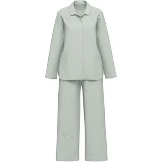 Schlafanzug SEIDENSTICKER "Damen Pyjama lang durchgeknöpft", Damen, Gr. 40, grün (shadow), Obermaterial: 100% Modal CMD., Homewear-Sets Schlafanzug
