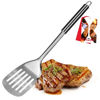 KADAX Pfannenwender aus Edelstahl, Küchenhelfer, Länge: 35 cm, Pfannenschaufel, Wender mit ergonomischem Griff und Aufhängeöse, Schlitzwender für Pfanne, Eier, Fisch, Fleisch
