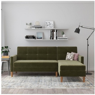 Dorel Home Ecksofa Lilly, L-Form, mit Bett-Funktion, Recamiere beidseitig montierbar, Sitzhöhe 43 cm grün