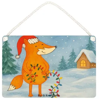 Mr. & Mrs. Panda Hinweisschild Fuchs Weihnachten Design, Schild DIN A4, Weiß, Holzschild, holzbild, (Packung), Deko Schild Nikolaus Schild weiß DIN A4 | 29.7 cm x 10 cm x 21 cm