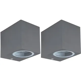 Wandstrahler Außenleuchte Haustür Fassadenleuchte anthrazit Wandleuchte für Ihre Terrasse, Fernbedienung dimmbar Farbwechsel, 1x RGB LED 3,5W, BxH 6x8,1 cm, 2er Set