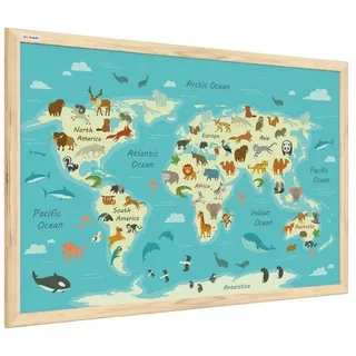 ALLboards Magnettafel Whiteboard Schreibtafel Bild für Kinder, 60x40cm im Naturholzrahmen