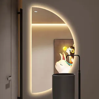 GXSDYYDS Halbrunder Spiegel mit Beleuchtung, 120 × 60cm LED Badspiegel mit Touch Schalter, Badezimmerspiegel mit Beleuchtung mit 3 Lichtfarben Dimmbar, Antibeschlag, Speicher Funktion (A, 120×60CM)