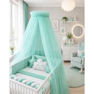 Baby Fancyroom Betthimmel Betthimmel aus 12 Meter Tüll aus 1. Klasse für Kinderbett Gitterbett, Himmel für Babybett Kinderbett grün