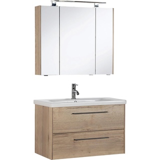 Badmöbel-Set »3400«, (Set, 2 St.), Breite 80 cm, Eiche Struktur/Eiche Struktur, , 57196905-0