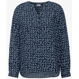 Cecil Langarmbluse Bluse mit Minimal Print (1-tlg) blau XL