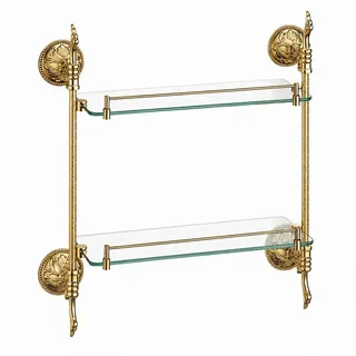 Belle Arti Wandregal Glasregal 2 Etagen 2fach Messing Esclusivo, Glas Bad Gäste WC 1- 2-stöckig 2 Etagen Ebenen rostfrei pflegeleicht