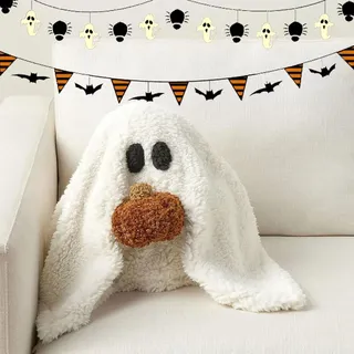 Gus das Gespenst mit Kürbis Kissen, 13" Gus das Halloween Gespenst mit Kürbis Plüsch, weiches gefülltes Halloween Gespenst Plüsch für Kinder ...