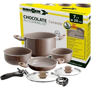 BRUNNER Topf-Set BRUNNER Camping Kochtöpfe Alu CHOCOLATE Platzsparend, Stapelbar, (7-tlg) Ø 20 cm