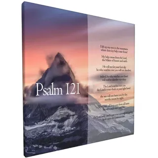 AJKSFHIU Psalms 121 Leinwand-Wandkunst, Bibelvers, Wanddekoration, christliches Wandbild, Malerei, Poster für Wohnzimmer, Zuhause, Wandkunst, 30.5x30.5 cm, Rahmen, fertig zum Aufhängen